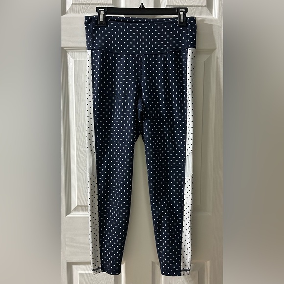 Old Navy Blue and White Blue Polka Dot Elevate Go-Dry Workout Leggings w/ Cutout - Picture 1 of 4